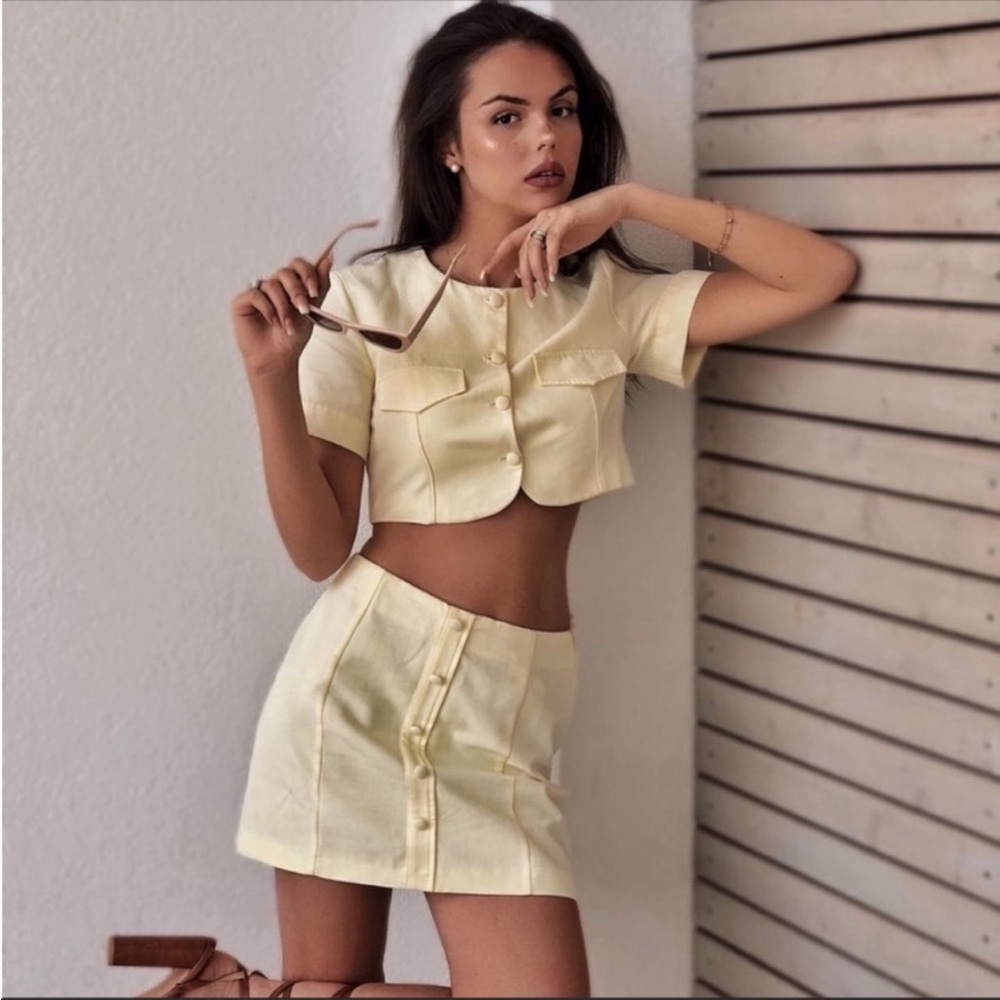 Zara Button up Two piece skirt set